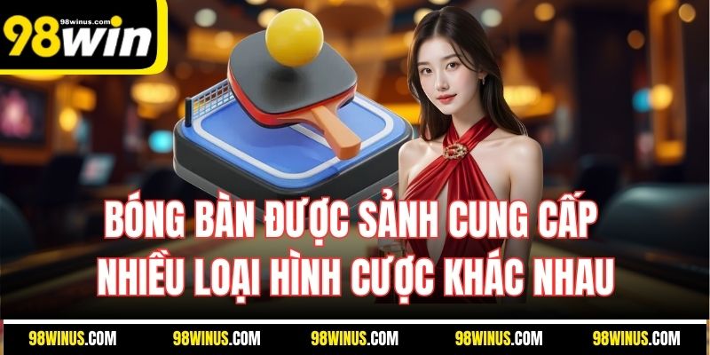 Bóng bàn được sảnh cung cấp nhiều loại hình cược khác nhau